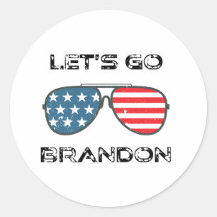 Sticker Rond Allons-y Brandon Funny Biden Chant Drapeau