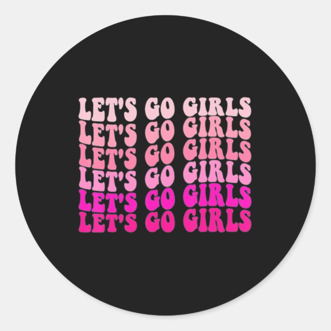 Sticker Rond Allons-y Filles Bachelorette Voyage Retro Pièce nu (Devant)