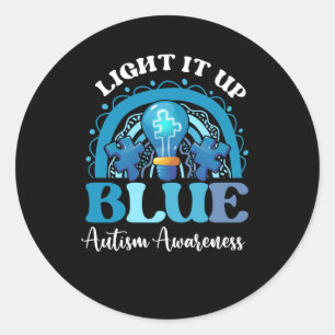 Sticker Rond Allumer le mois de la Sensibilisation sur l'autism