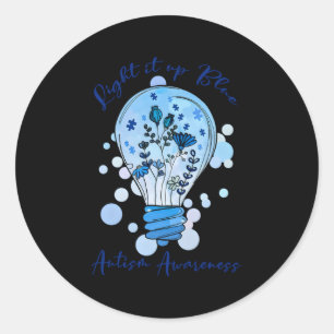 Sticker Rond Allumez-Le En Bleu Autisme Je Porte Du Bleu Pour L