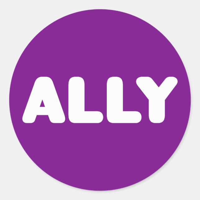 Sticker Rond Ally LGBTQ Fête de l'Esprit droit de l'Ally Blanc  (Devant)
