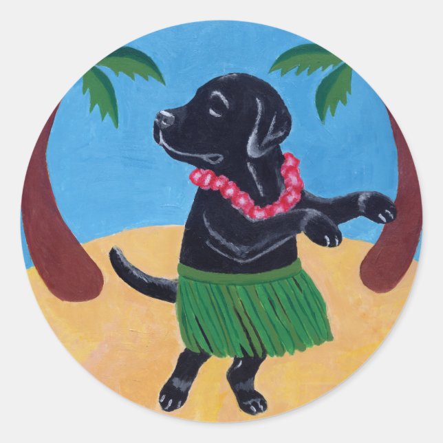 Sticker Rond Aloha Black Labrador (Devant)