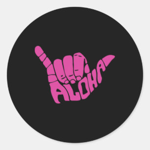 Sticker Rond Aloha Hawaii Palmiers Plage de l'île hawaïenne Sur