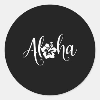 Sticker Rond Aloha Hawaiian Hibiscus Flower Surfer Maui Kauai H