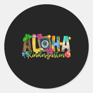 Sticker Rond Aloha Kindergarten Enseignant Vie Summer Beach Vac