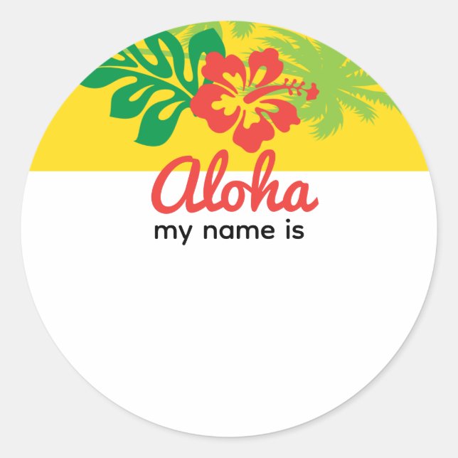 Sticker Rond Aloha Luau Nom du parti Balise (Devant)