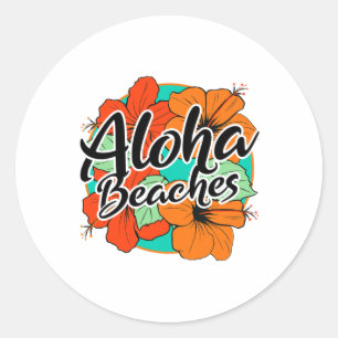 Sticker Rond Aloha Plages Tropical Hawaii Fleurs Hawaii Île Haw