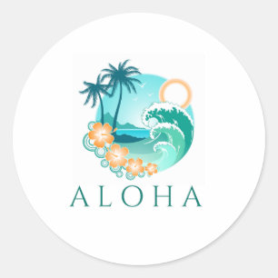 Sticker Rond Aloha Tropical