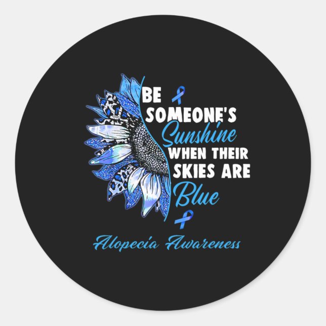 Sticker Rond Alopecia Sensibilisation au ruban bleu Tournesol (Devant)