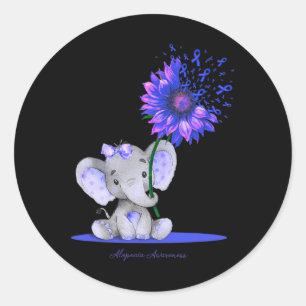 Sticker Rond ALOPÉCIA SENSIBILISATION Cute Elephant Tournesol B