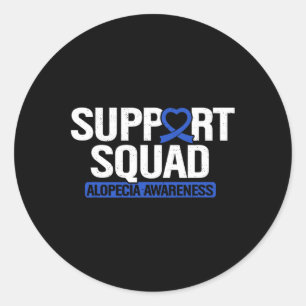 Sticker Rond Alopecia Support Squad Hairloss Balness Blue Ribb