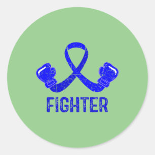 Sticker Rond Alopecia Warrior Messy Bun Blue Ribbon Alopecia Aw