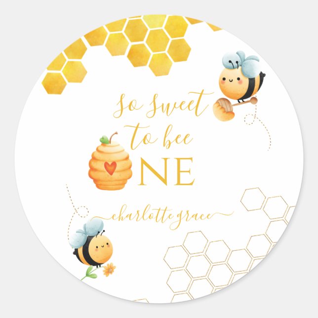 Sticker Rond Alors Doux D'Être Une Abeille Anniversaire (Devant)