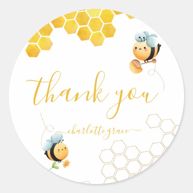 Sticker Rond Alors Doux D'Être Une Abeille Merci Anniversaire (Devant)