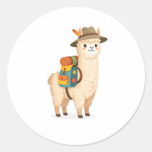 Sticker Rond Alpaca Aventure