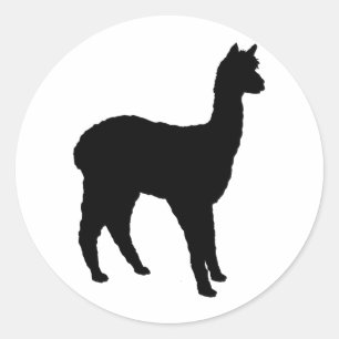 Sticker Rond Alpaca Silhouette