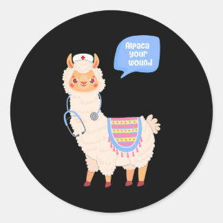 Sticker Rond Alpaca votre blessure mignonne Llama soins blessur