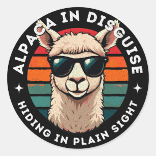 Sticker Rond Alpaga déguisé - Se cacher en pleine vue