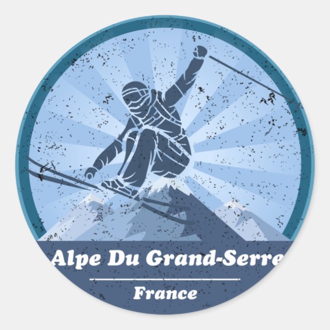 Sticker Rond Alpe Du Grand-Serre Skieur (Devant)
