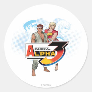 Sticker Rond Alpha 3 Ken et Ryu de Street Fighter