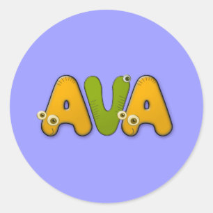 Sticker Rond alphabet animal Ava