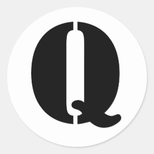 Sticker Rond Alphabet au crayon par lettre Janz Q Blanc