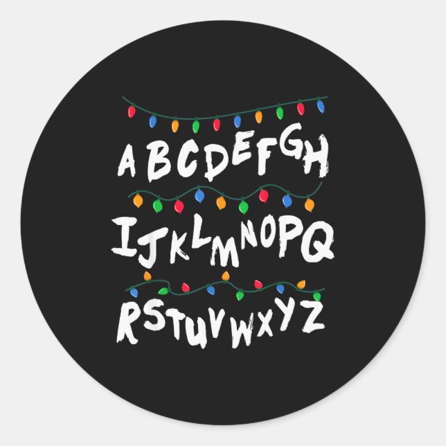 Sticker Rond Alphabet Christmas Lights T Shirt Stranger Tee Gif (Devant)