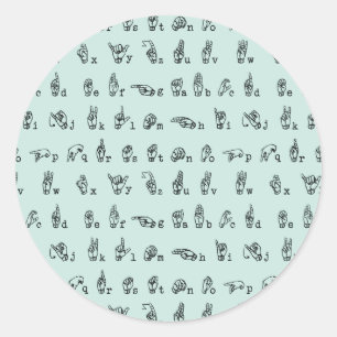 Sticker Rond Alphabet de langue des signes américaine de //de