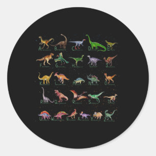 Sticker Rond Alphabet Dinosaure