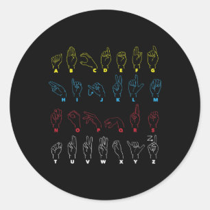 Sticker Rond Alphabet enseignant American Sing Language Asl Cha