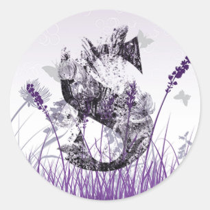 Sticker Rond Alphabet Fleurs violettes - Lettre S Nom Filles