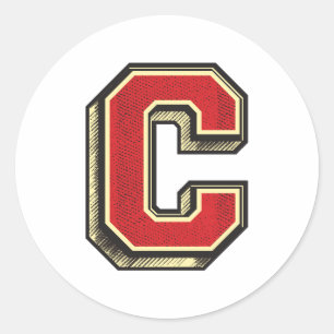 Sticker Rond Alphabet lettre C style Vintage