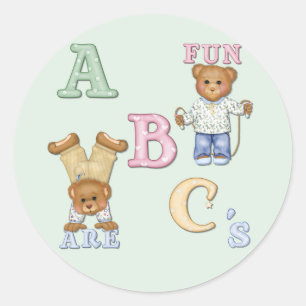Sticker Rond Alphabet Nounours amusants