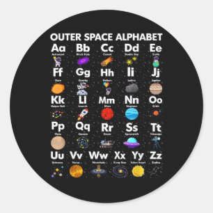 Sticker Rond Alphabet spatial Astronomie Enseignant en sciences