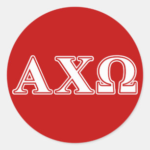 Sticker Rond Alphi Chi Omega White and Red Letters