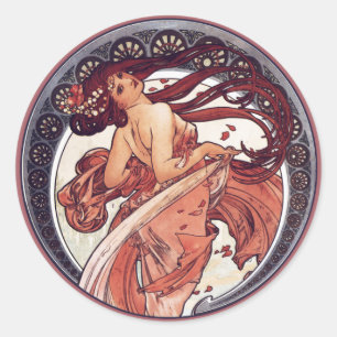 Sticker Rond Alphonse Mucha - Danse