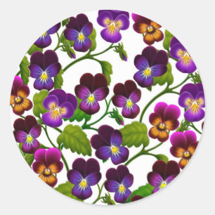 Sticker Rond Altos et pensées floraux