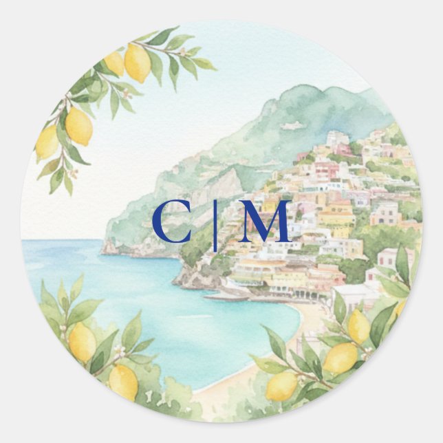 Sticker Rond Amalfi Coast Amore Italy Wedding (Devant)