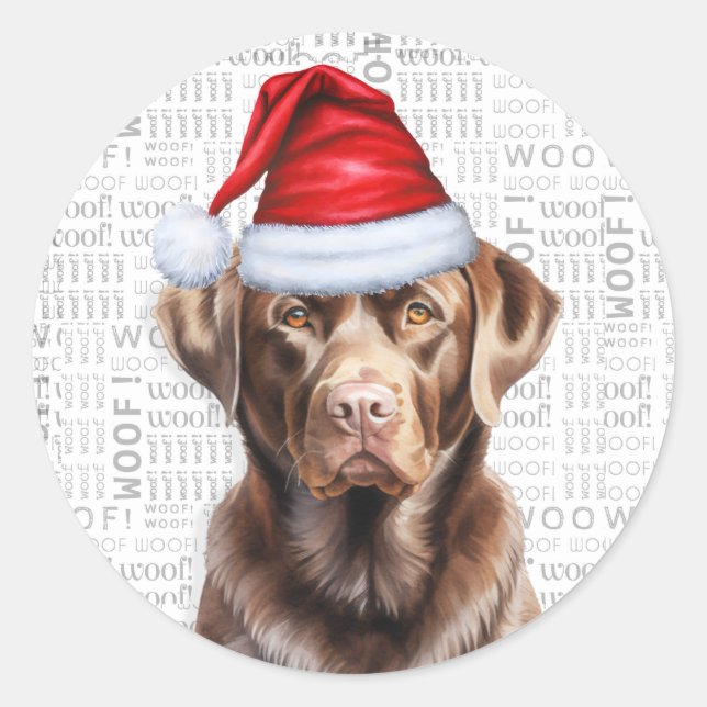 Sticker Rond Amant chien de Noël Chocolat de Noël Labrador (Devant)