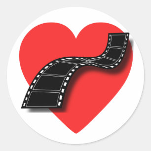 Sticker Rond Amant de film avec le coeur et la bande rouges de