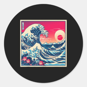 Sticker Rond Amant de la nature au coucher du soleil vintage Ar