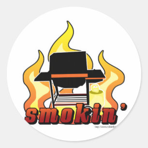 Sticker Rond Amant fumeur BBQ