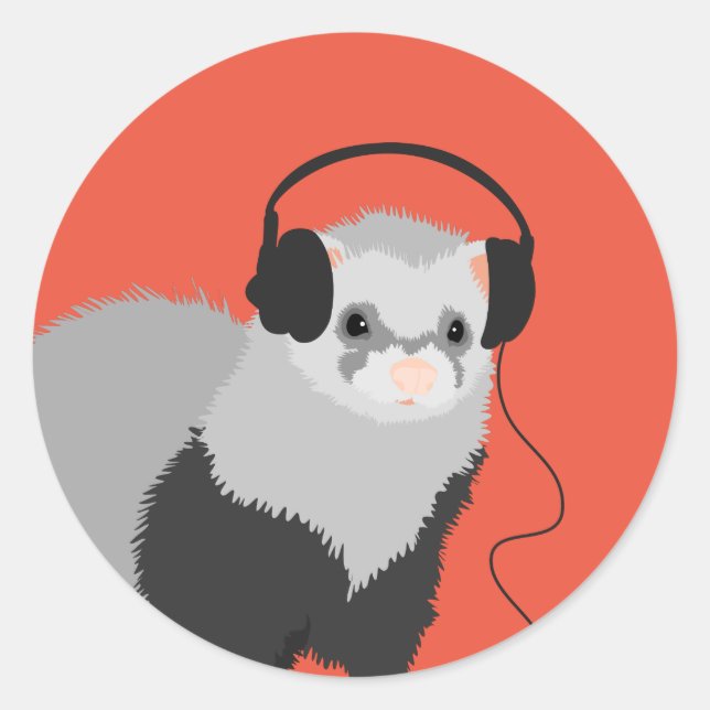 Sticker Rond Amant Musique Drôle Ferret (Devant)