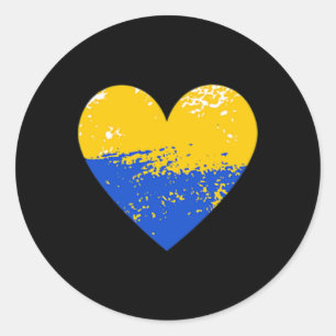Sticker Rond Amant Ukrainien Ukraine Coeur T-Shirt Soutien Ukra