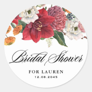 Sticker Rond Amaryllis et Chrysanthèmes Fête des mariées floral