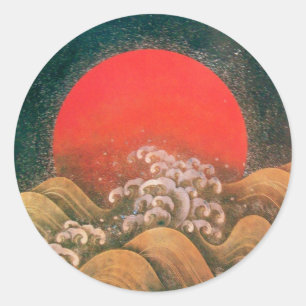 Sticker Rond AMATÉRASU, GODDESS SOLEIL, noir rouge