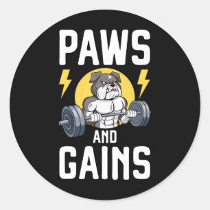 Sticker Rond Amateur de chien bodybuilder Vêtements de gym Fitn