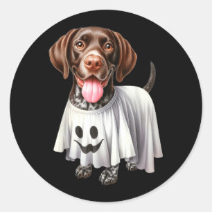 Sticker Rond Amateur de chien drôle fantôme Pointer allemand à 