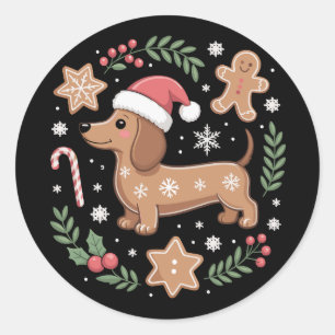 Sticker Rond Amateur de chien saucisse en pain d'épice Dachshun