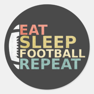 Sticker Rond Amateur De Football Mange Sleep Football Répétitio